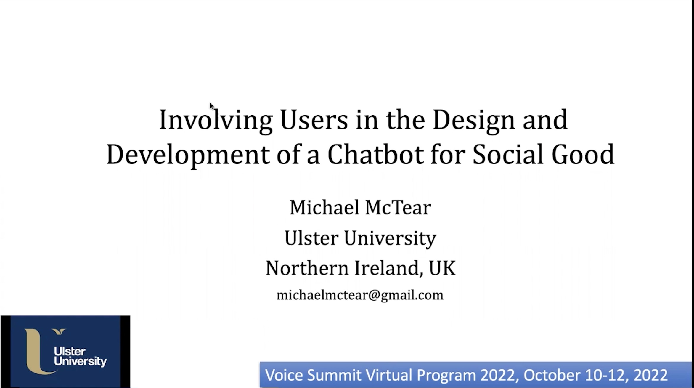 VOICE22 | Creating Conversational Assistants: Challenges and Solutions | Michael McTear